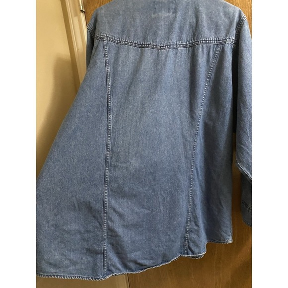 WRANGLER Vintage Western Wear for Women Blue Denim Ruffle Long Sleeve Cotton  L - Picture 11 of 13